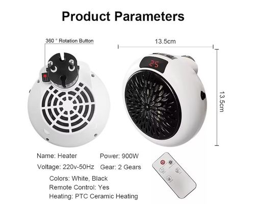 Household Electric Room Heater Smart 900W with Adjustable Thermostat and Remote Control