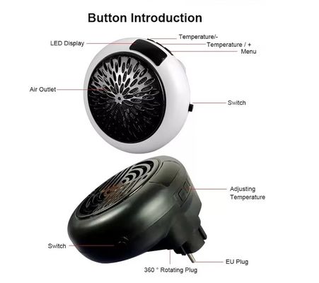 Household Electric Room Heater Smart 900W with Adjustable Thermostat and Remote Control