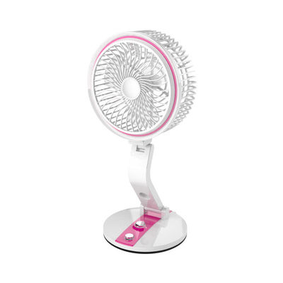 Red Rechargeable Table Personal Space USB Mini Portable Fan with LED Light for Home Office