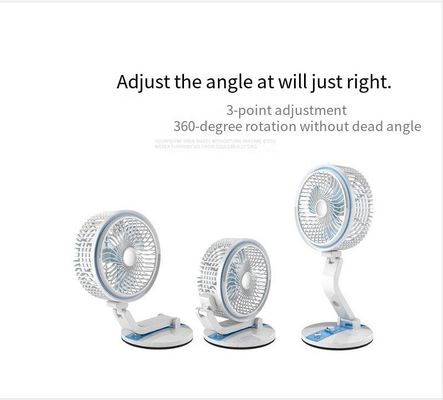 Red Rechargeable Table Personal Space USB Mini Portable Fan with LED Light for Home Office
