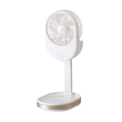 Customized Logo 1500 mAh USB Rechargeable Table Fan with LED Light and ABS PP Material