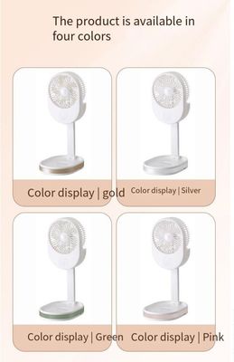 Customized Logo 1500 mAh USB Rechargeable Table Fan with LED Light and ABS PP Material