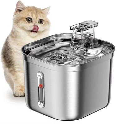 Square 2.2l Stainless Steel Automatic Pet Water Dispenser Clean Water and Circulation