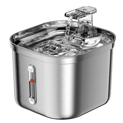 Square 2.2l Stainless Steel Automatic Pet Water Dispenser Clean Water and Circulation