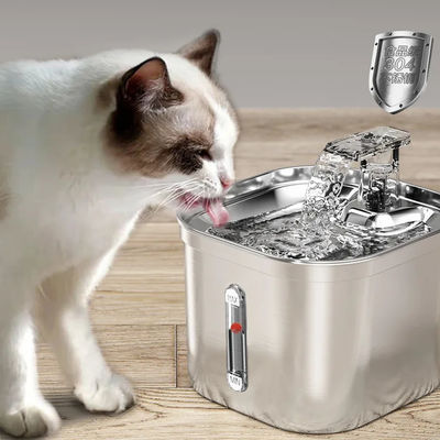 Square 2.2l Stainless Steel Automatic Pet Water Dispenser Clean Water and Circulation