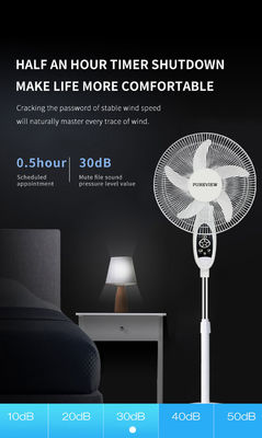 Remote Control 16 inch Portable Vertical Solar Fan with LED Light Bulbs and Panels