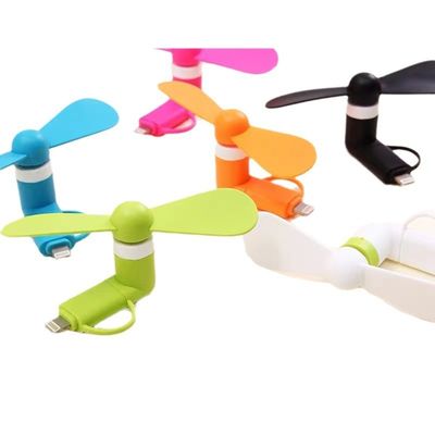 Silk Screen Printed Logo 2 in 1 USB Mini Fan for iPhone and Android Type-C Only 15g