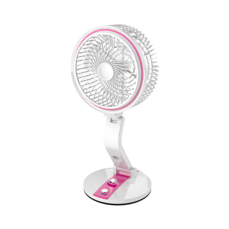 Red Rechargeable Table Personal Space USB Mini Portable Fan with LED Light for Home Office